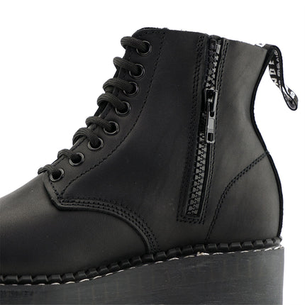 Grinders Unisex Black Chalie Acs Leather Ankle Casual Lace Up Boots