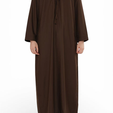 Men's Eid Brown Moroccan Jubba Robe Djellaba Ramadan Eid Thobe - HM11