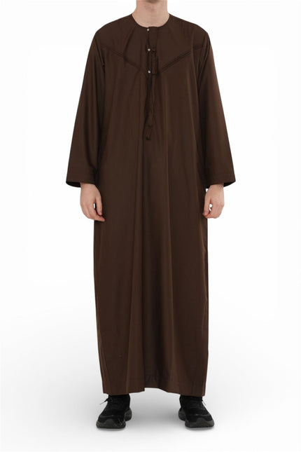 Men's Eid Brown Moroccan Jubba Robe Djellaba Ramadan Eid Thobe - HM11