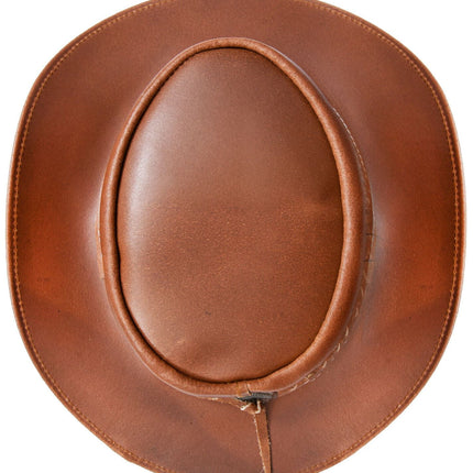 Australian Tan Western Style Cowboy Outback Real Leather Aussie Bush Hat