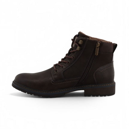 Mustang Men's Dark Brown Faux Leather Winter Lace-Up Ankle Boots - M0031006