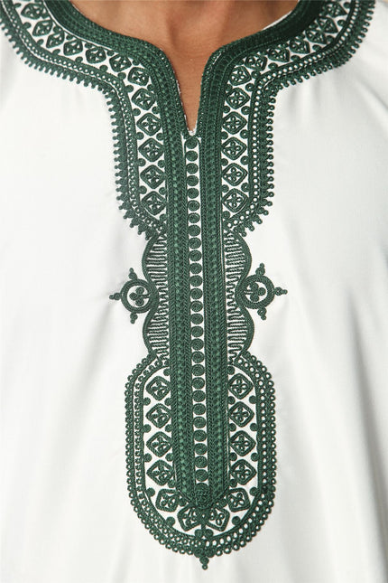 Kids Boys White Moroccan Thobe Robe Djellaba Gandoura Eid Jubba- K-GG008
