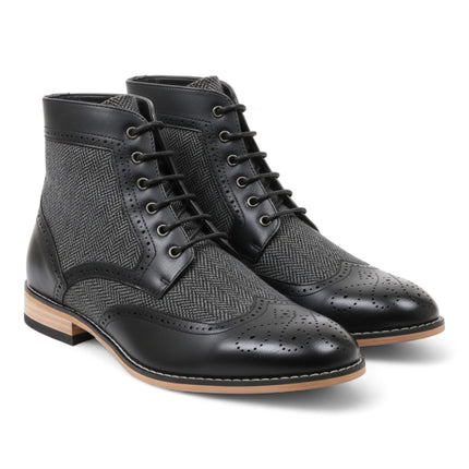 Men's Black Wingtip Brogue Ankle Dress Chukka Boots