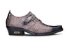 Men's Brown Croc Leather Winklepicker Cuban Biker Boots