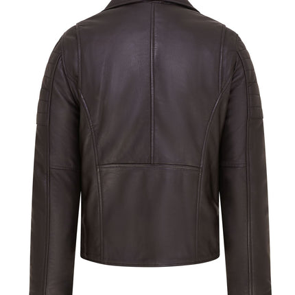Mens Slim Fit Brando Style Double Cross Zip 100% Leather Biker Jacket