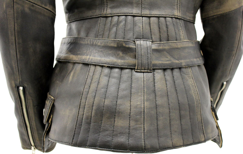 Womens Long Leather Biker Jacket-Quito