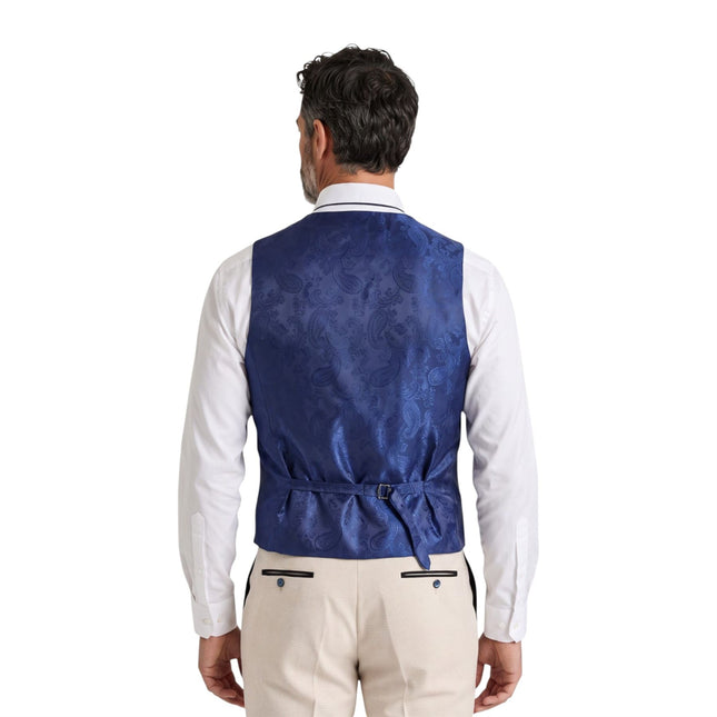 Men's Cream Checked Tailored Fit Suit - Regent