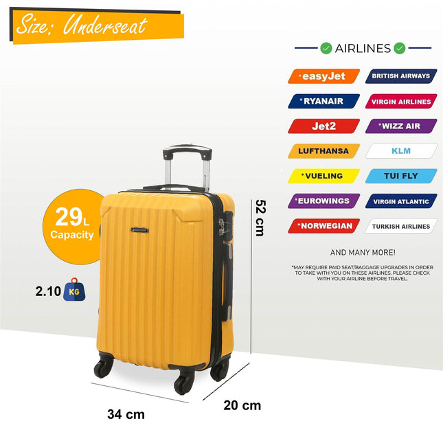 Hard Shell ABS 4 Wheels Luggage Travel Cabin Suitcase Set