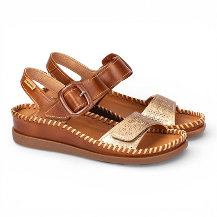 Pikolinos Women's Brown Leather Lightweight Summer Wedge Sandals - Cadaques