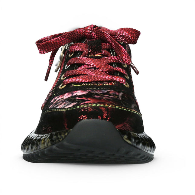 Laura Vita Women's Goth Victorian Floral Red Leather Trainer Sneaker - Burton-43