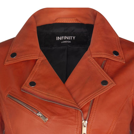 Womens Leather Classic Biker Brando Jacket-Baku