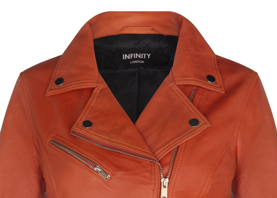 Womens Leather Classic Biker Brando Jacket-Baku