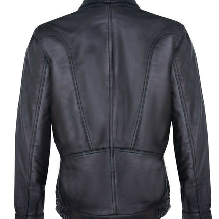 Mens Classic Harrington Bomber Leather Jacket-Minsk