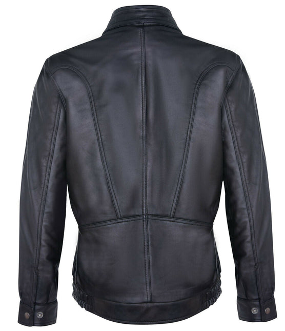 Mens Classic Harrington Bomber Leather Jacket-Minsk