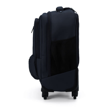 19" Black Wheeled Laptop Backpack Premium PU 4 Wheel Trolley Rucksack