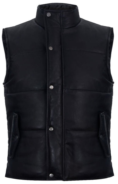 Mens Classic Leather Puffer Waistcoat-Nottingham