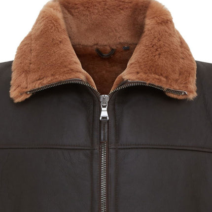 Men's Sheepskin Leather Gilet Aviator B3 Shearling Bomber Vest Waistcoat