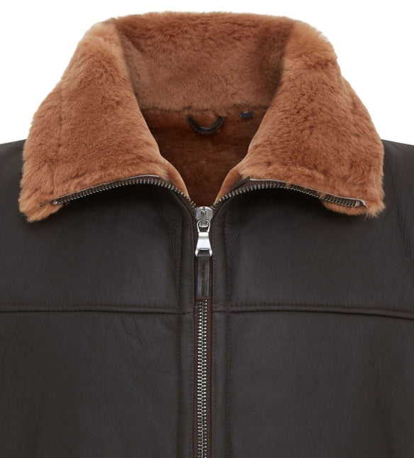 Men's Sheepskin Leather Gilet Aviator B3 Shearling Bomber Vest Waistcoat