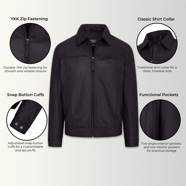 Mens Retro 100% Nappa Leather Harington Biker Jacket