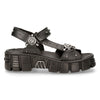 New Rock Black Vegan Leather Sandals-BIOS120-V1