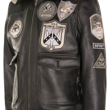 Mens A2 Top Gun Leather Bomber Jacket-Camborne