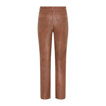 Womens Tan Lamb Leather 501 Biker Jeans - Ankara