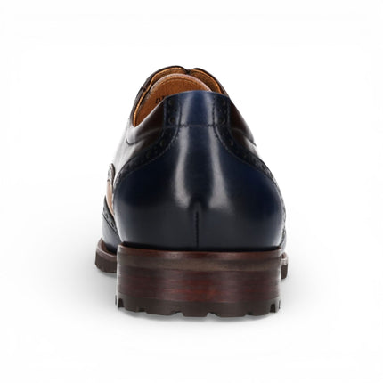 Lorenzo Conti Men's Blue Brown Leather Brogue Oxford DressShoes - Antonin 01