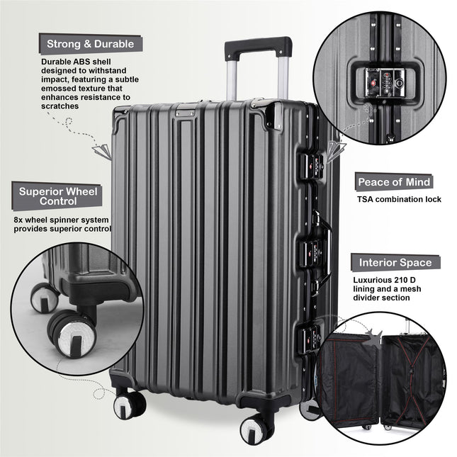 Robust Hard Shell Cabin Suitcase 36 x 24 x 56 cm Luggage Suitable for Easyjet, Ryanair, Wizzair
