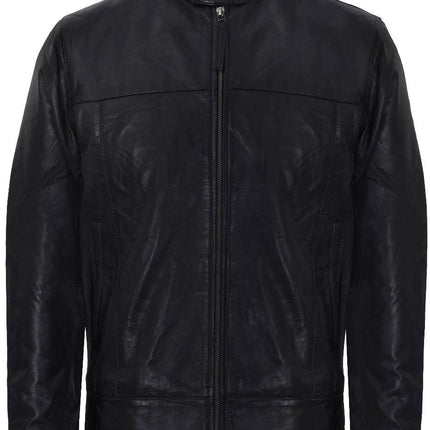 Mens Retro Leather Biker Jacket-Amsterdam
