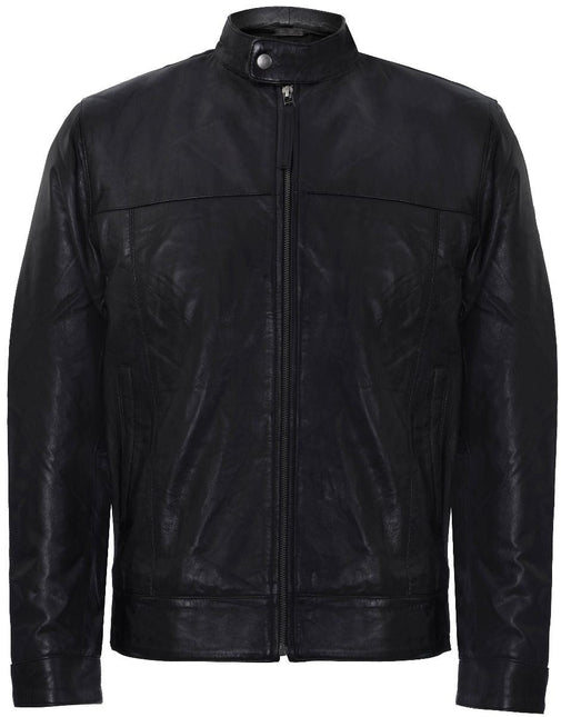 Mens Retro Leather Biker Jacket-Amsterdam