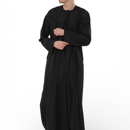 Men's Eid Black Moroccan Jubba Robe Djellaba Ramadan Eid Thobe - HM11