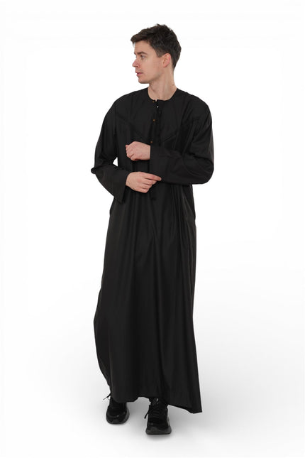 Men's Eid Black Moroccan Jubba Robe Djellaba Ramadan Eid Thobe - HM11