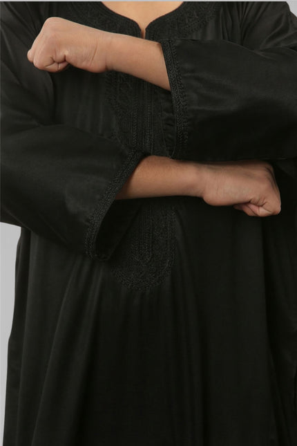 Kids Boys Black Moroccan Thobe Robe Djellaba Gandoura Eid Jubba- K-GG008