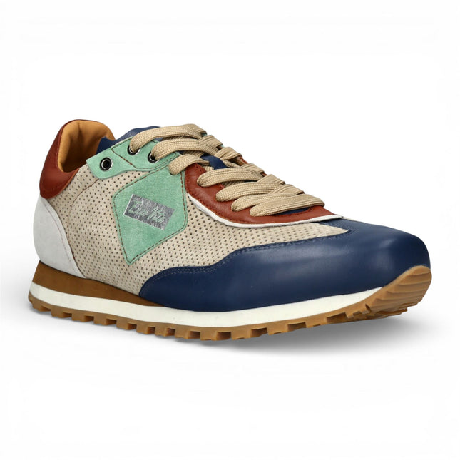 Lorenzo Conti Men's Aglae 02 Grey Blue Leather Trainers Sneaker Shoes