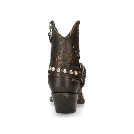 New Rock Brown Leather Pointed Cowboy Boots - WSTM004-S1
