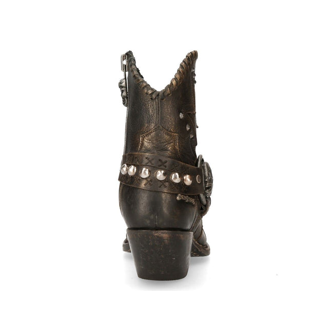 New Rock Brown Leather Pointed Cowboy Boots - WSTM004-S1