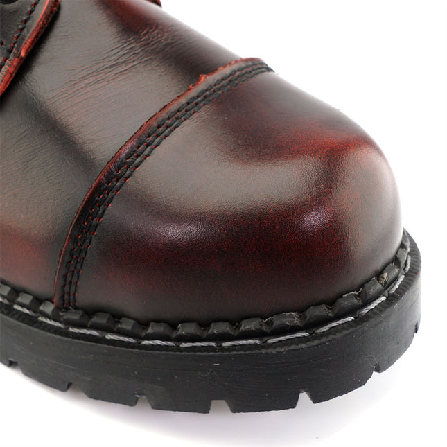 Grinders Unisex Wine Stag Acs Leather Steel Toe Cap Lace Up Boots