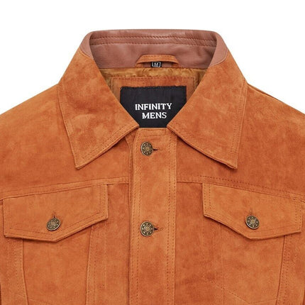 Mens Trucker Goat Suede Western Leather Jeans Jacket - Yangon
