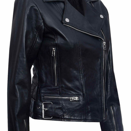 Womens Leather Biker Jacket-Stockholm