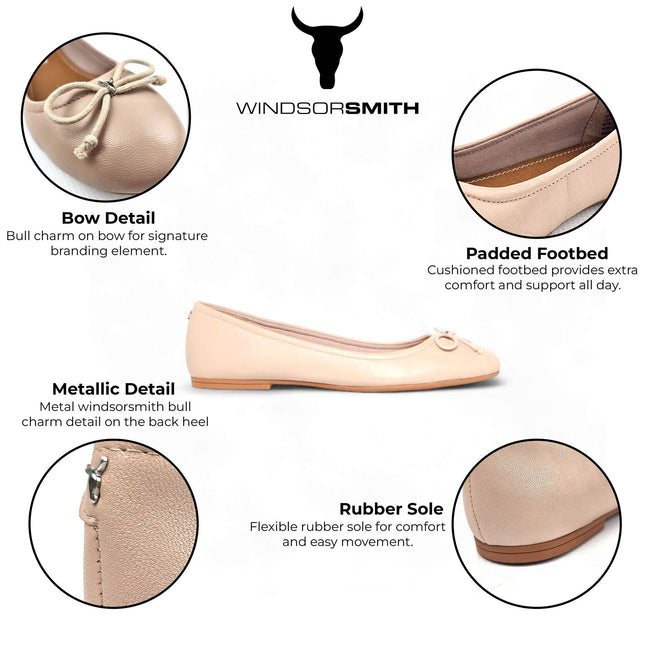 Windsorsmith Womens Blush Pink Leather Mocassin Flat Shoes - Babydoll