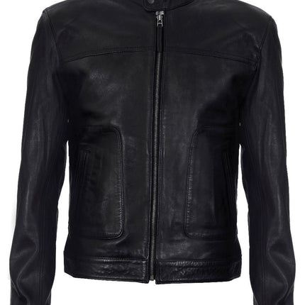 Men’s Classic Fitted Leather Biker Jacket-Austin