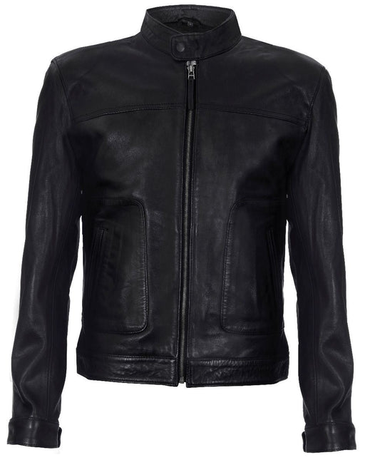 Men’s Classic Fitted Leather Biker Jacket-Austin
