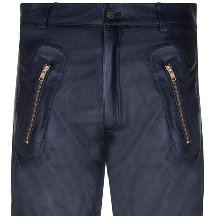 Mens Leather Zip Jeans-Ancona