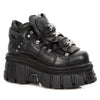 NEW ROCK 106-S29 TOWER SHOES Metallic Black Leather Biker Punk Gothic Boots