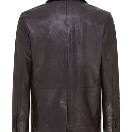 Mens Leather Blazer Jacket Soft Real Italian Leather Fitted Vintage Coat