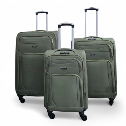 Soft Shell Lightweight Nylon Suitcase Set 4 Wheel Travel Case Holiday Bags