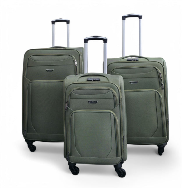 Soft Shell Lightweight Nylon Suitcase Set 4 Wheel Travel Case Holiday Bags