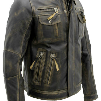 Men's Leather Retro Biker Jacket-Toronto