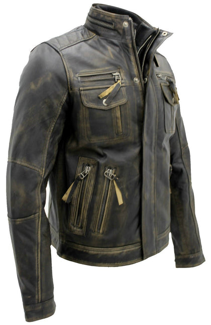 Men's Leather Retro Biker Jacket-Toronto