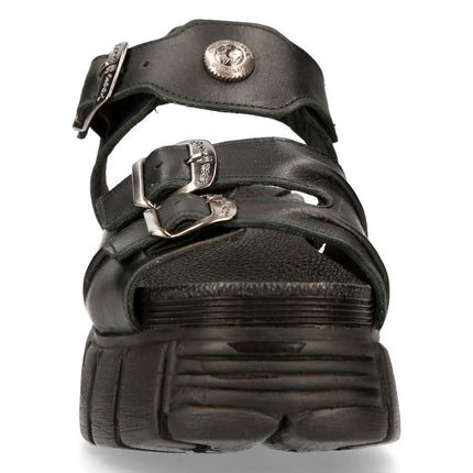 New Rock Unisex Metallic Black Punk Sandal Boots - M-BIOS101-C2